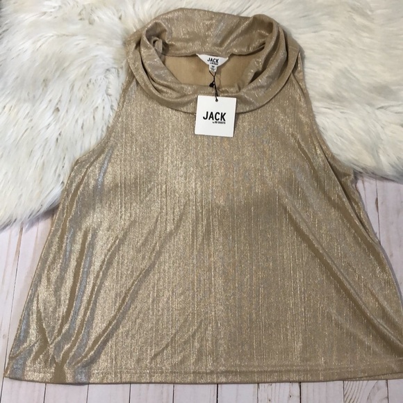 Jack by BB Jack cowl neck shimmery gold tank size M. NWT - Picture 2 of 9